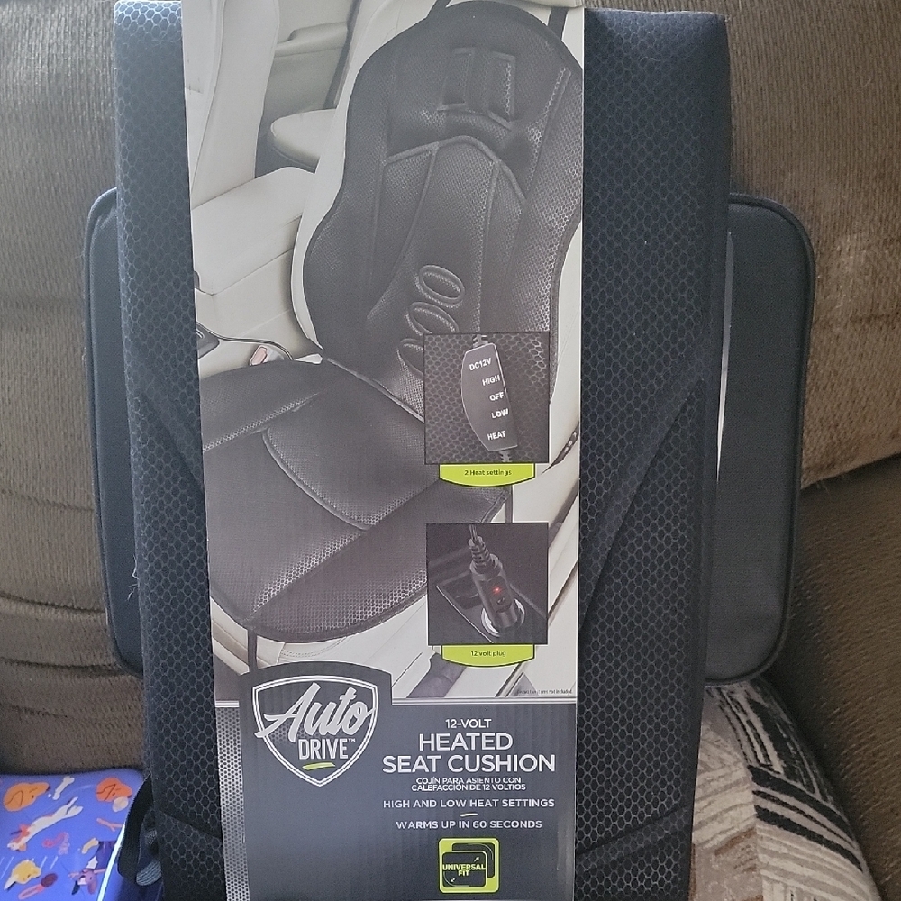 Auto Drive Black Heated Seat Cushion